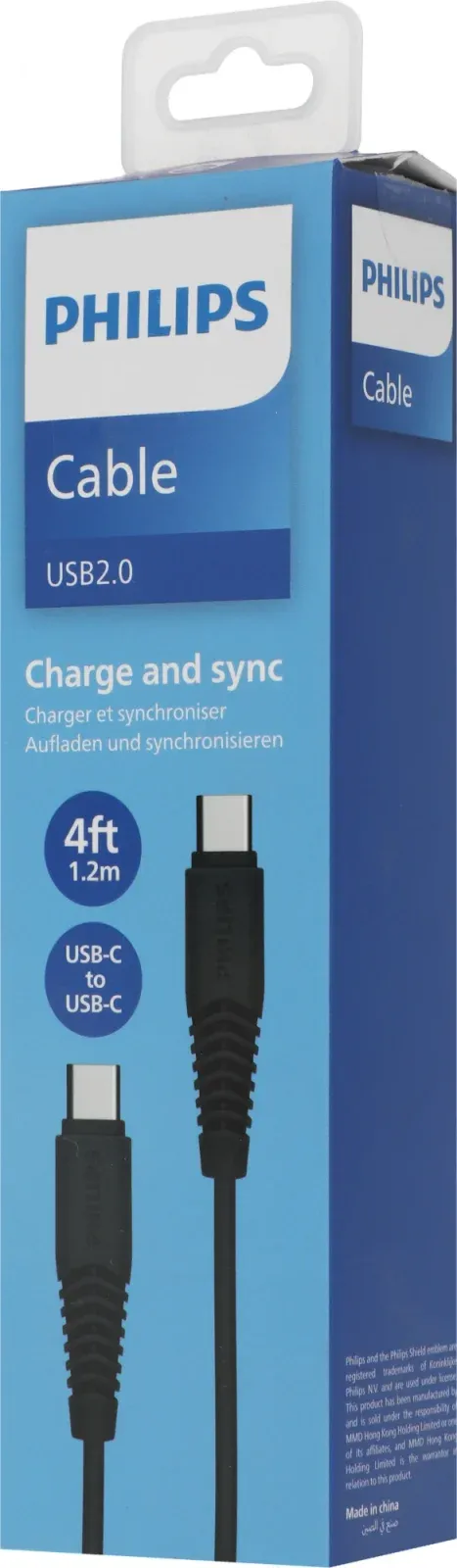 Кабель Philips DLC5531 USB Type-C m-USB Type-C m 1.2м черный коробка упак.:1шт - фото 3