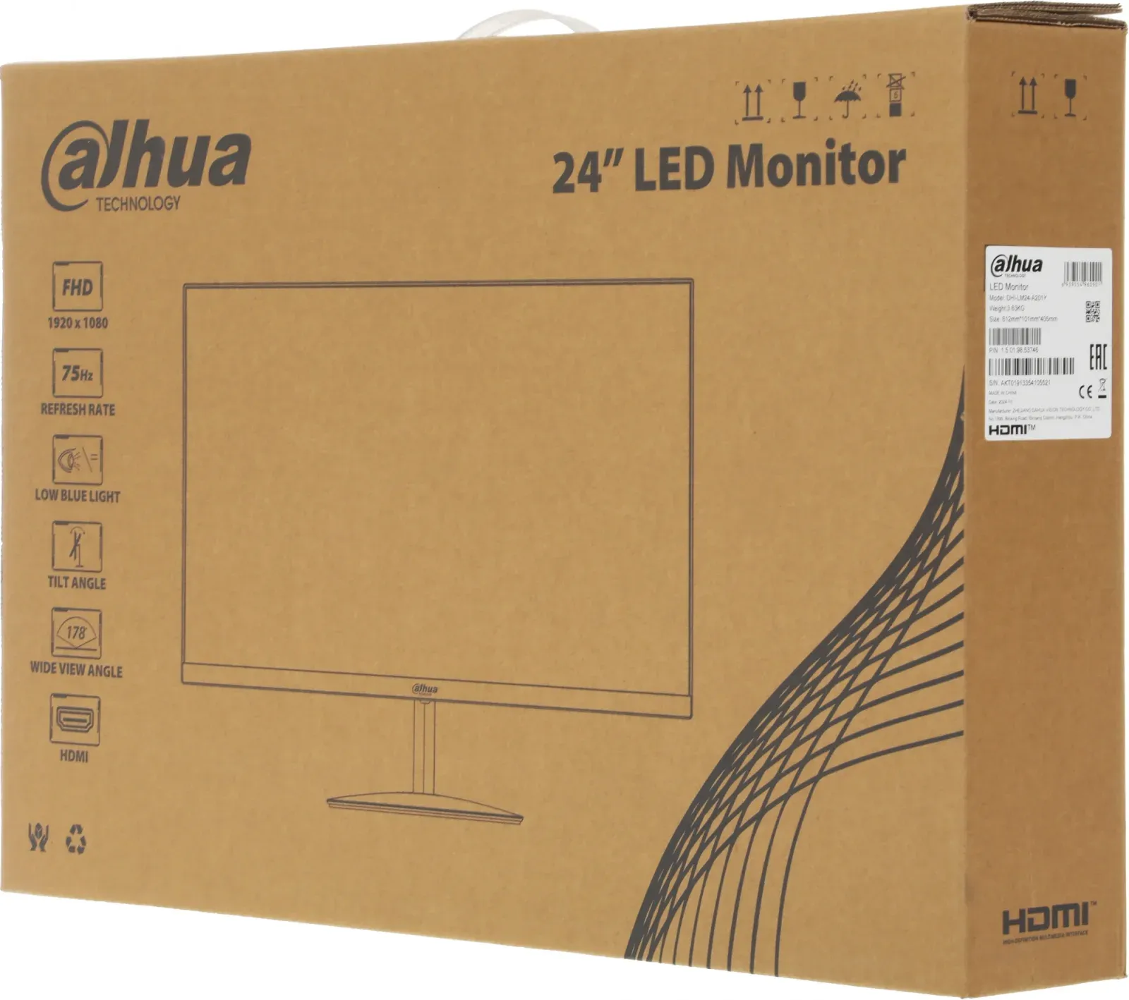Монитор Dahua 23.8 DHI-LM24-A201Y черный IPS LED 5ms 16:9 HDMI матовая 1200:1 250cd 178гр/178гр 1920x1080 75Hz VGA FHD 2.79кг - фото 7