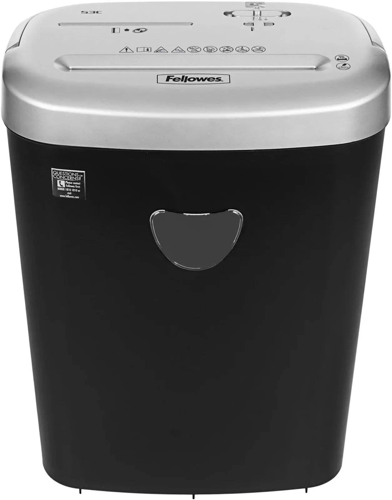 Шредер Fellowes PowerShred 53С черный/серый секр.P-4 фрагменты 10лист. 23лтр. скрепки скобы пл.карты CD - фото 2