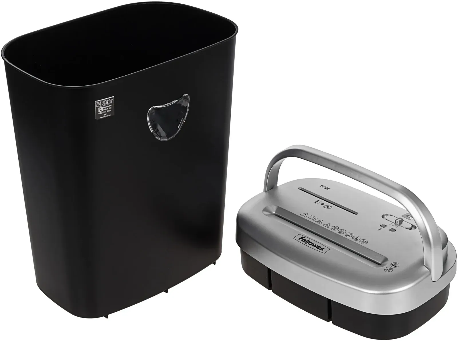 Шредер Fellowes PowerShred 53С черный/серый секр.P-4 фрагменты 10лист. 23лтр. скрепки скобы пл.карты CD - фото 6