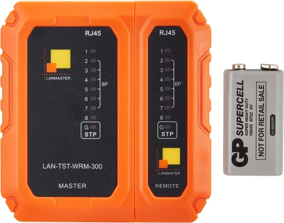 Тестер кабельный Lanmaster LAN-TST-WRM-300 оранжевый/черный - фото 2