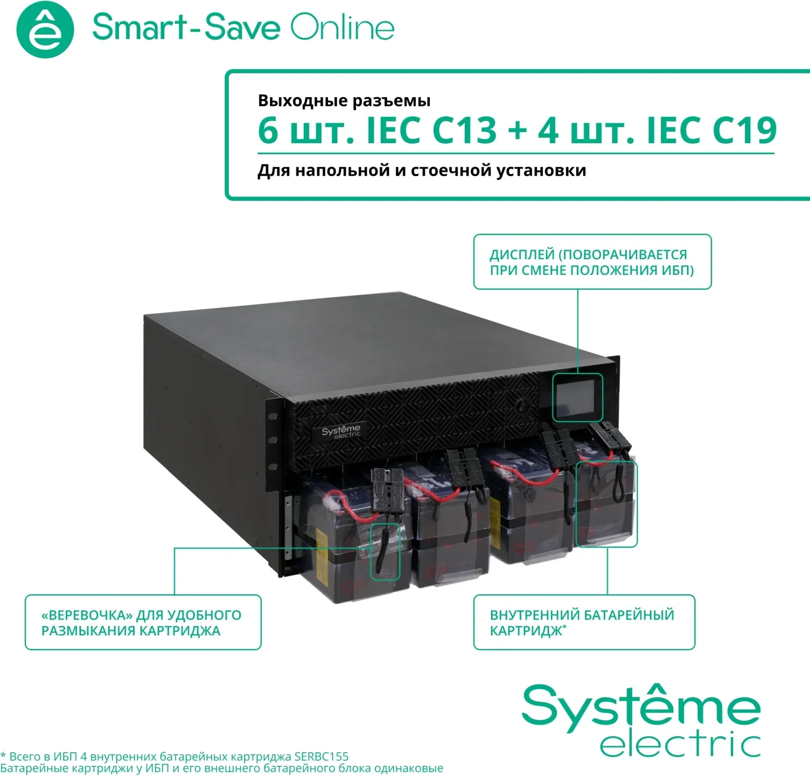 Источник бесперебойного питания Systeme Electriс SRT SRTSE5KRTXLIEC-NC 5000Вт 5000ВА черный - фото 6