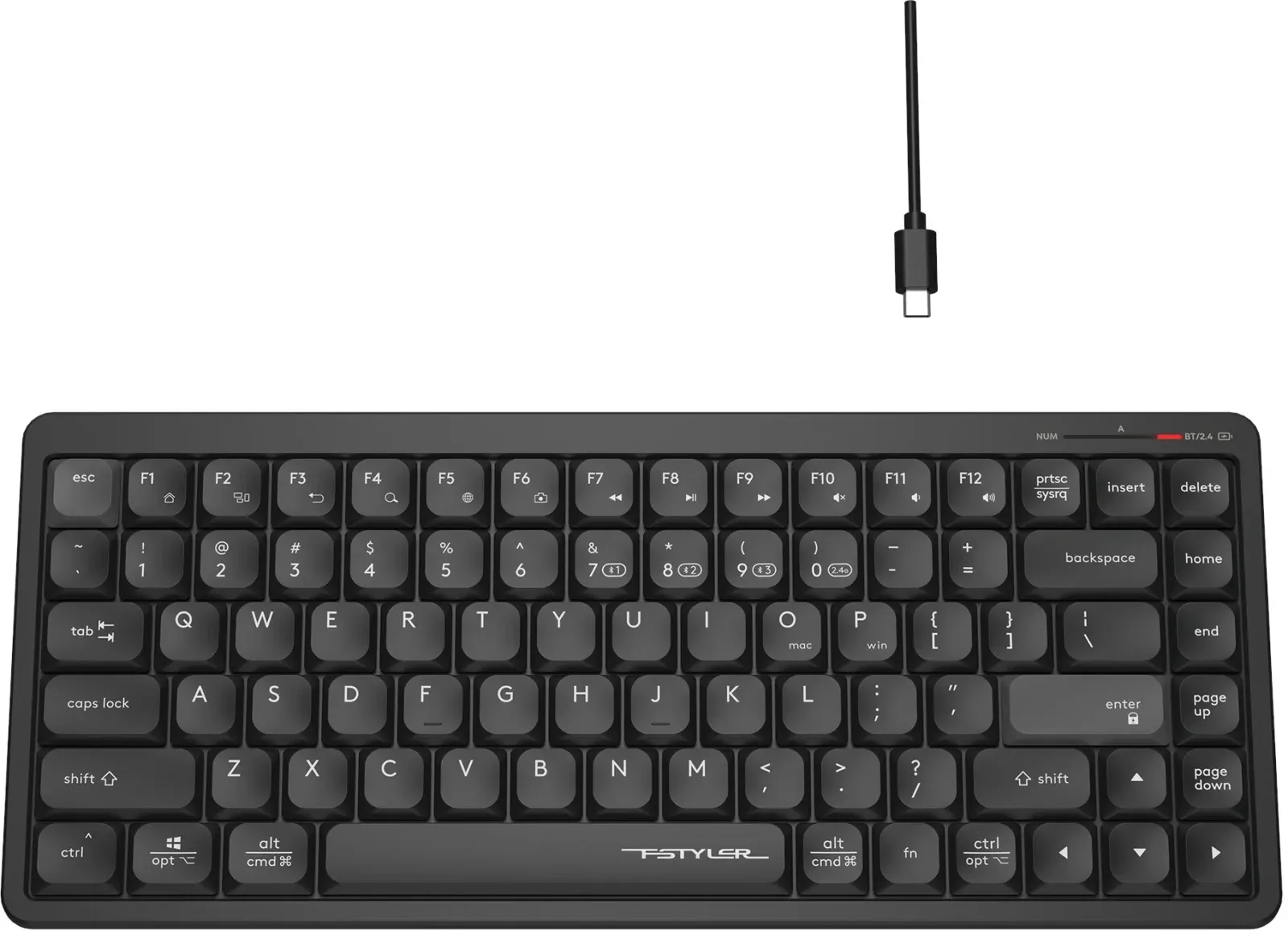 Клавиатура A4Tech Fstyler FBX53C черный USB беспроводная BT/Radio slim Multimedia FBX53C - фото 7