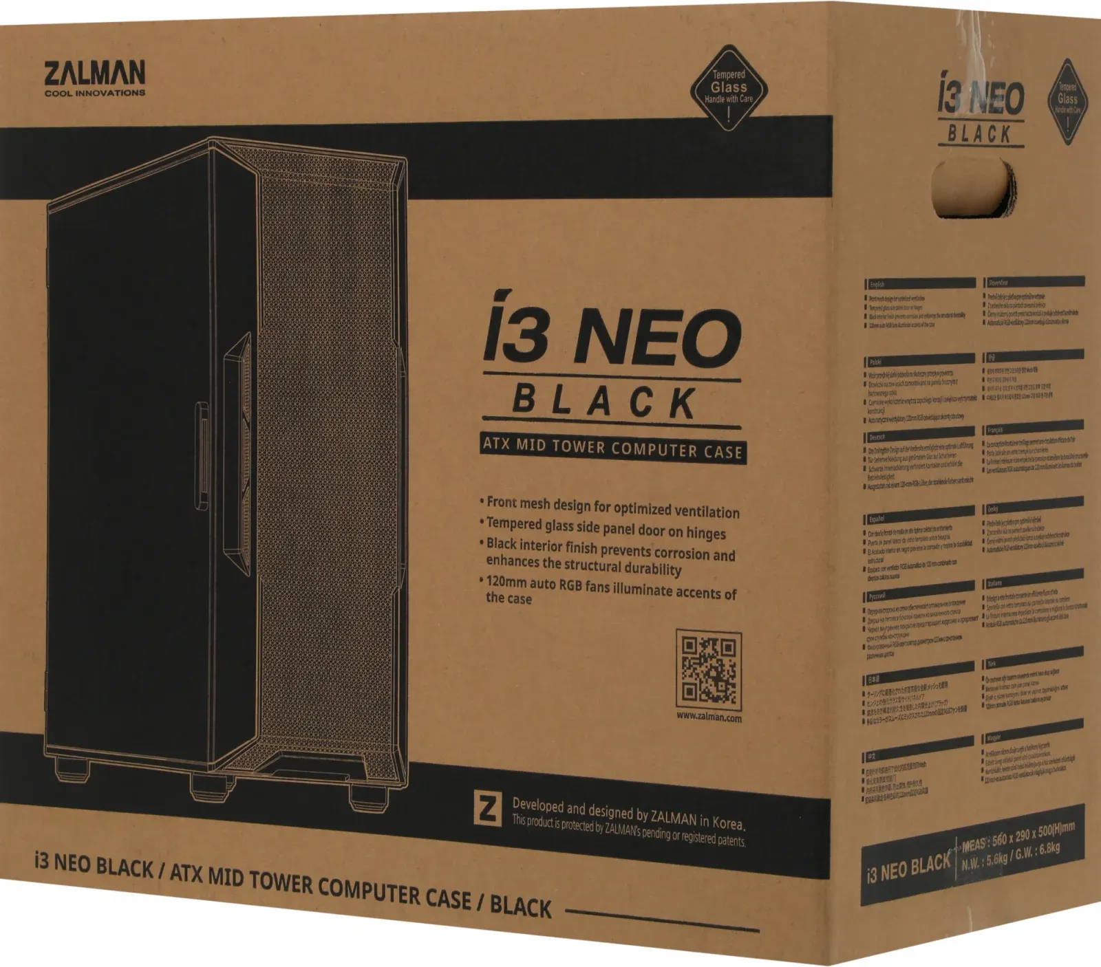 Корпус Zalman i3 NEO черный без БП ATX 4x120mm 5x140mm 2xUSB2.0 1xUSB3.0 audio bott PSU - фото 8