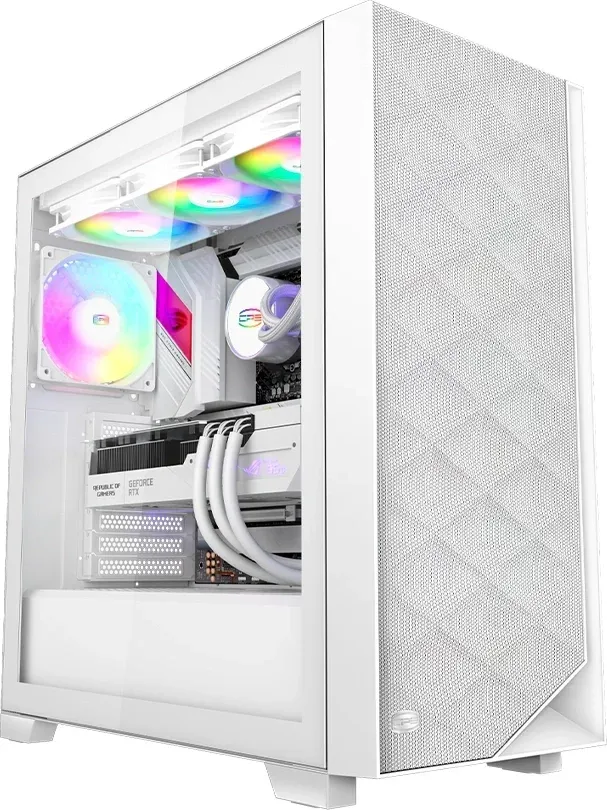 Корпус PcCooler C3D510 WH ARGB белый без БП ATX 5x120mm 5x140mm 2xUSB3.0 audio bott PSU - фото 4