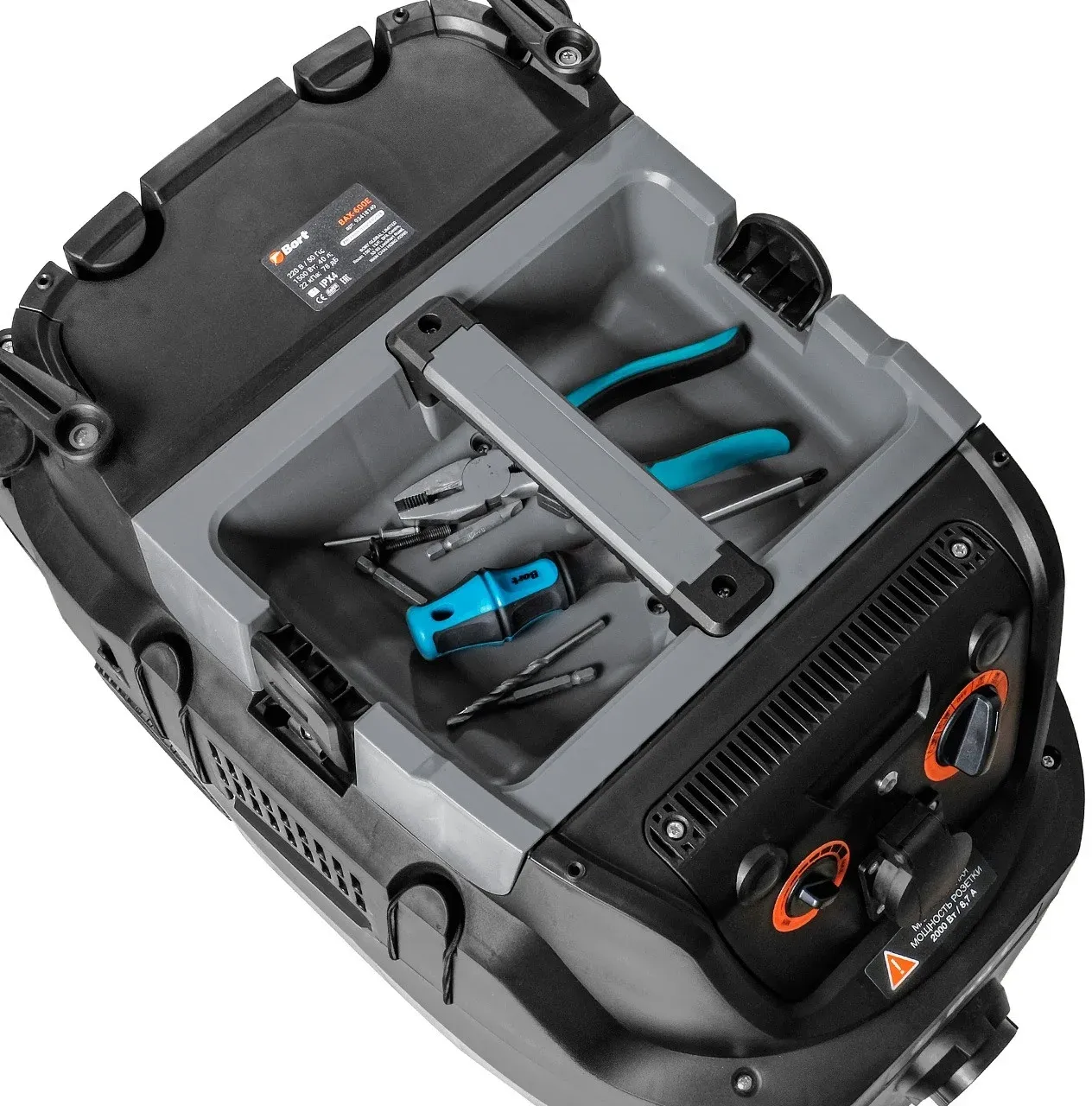 Строительный пылесос Bort BAX-600E 1600Вт уборка: сухая/влажная/выдув/сбор воды серый - фото 7