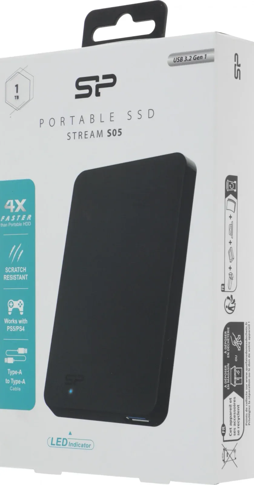 Накопитель SSD Silicon Power USB3.0 1TB SP010TBPSDS05SAK S05 Stream 1.8 черный