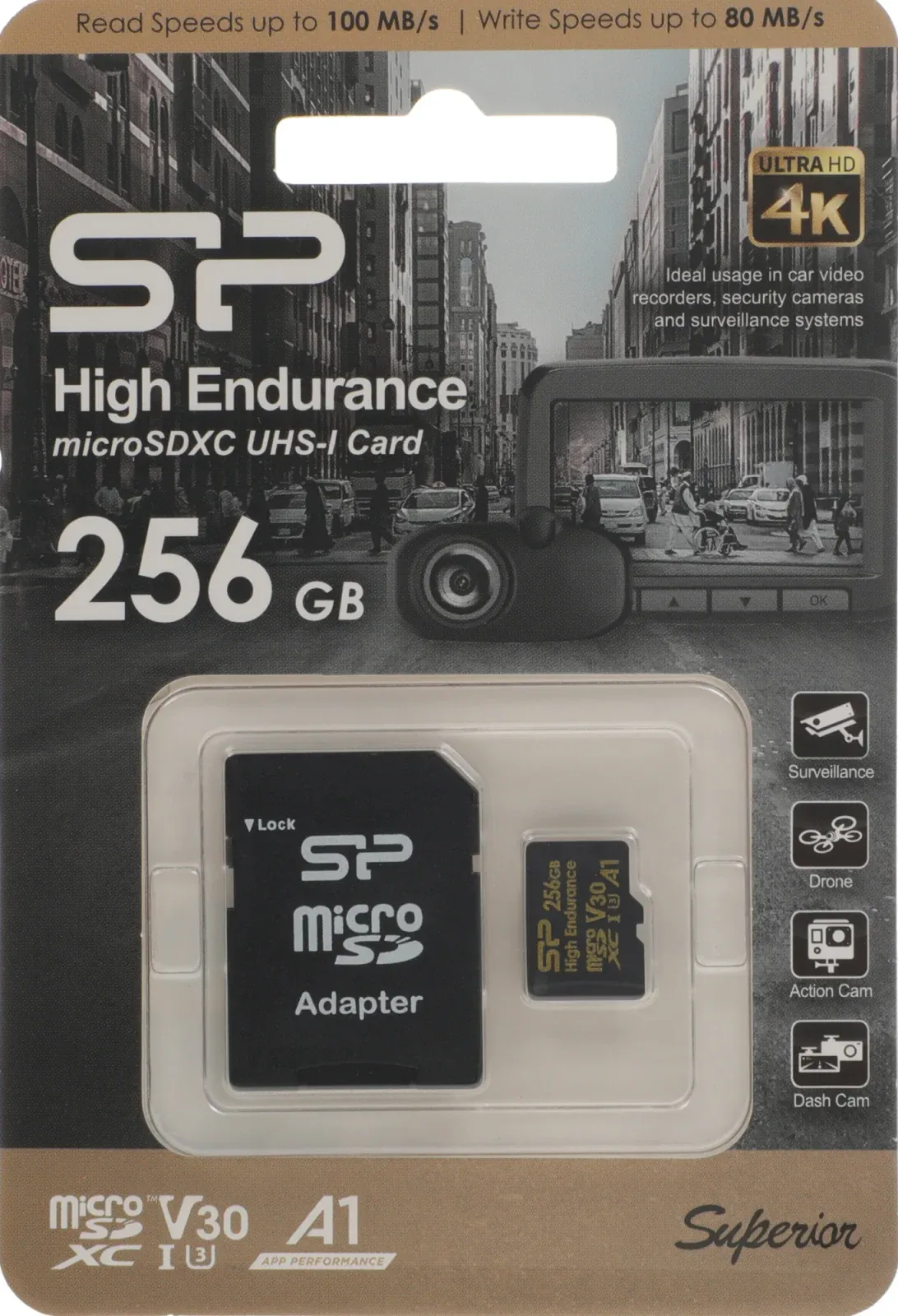 Флеш карта microSDXC 256GB Silicon Power SP256GBSTXDV3V1HSP High Endurance V30 A1 + adapter - фото 3