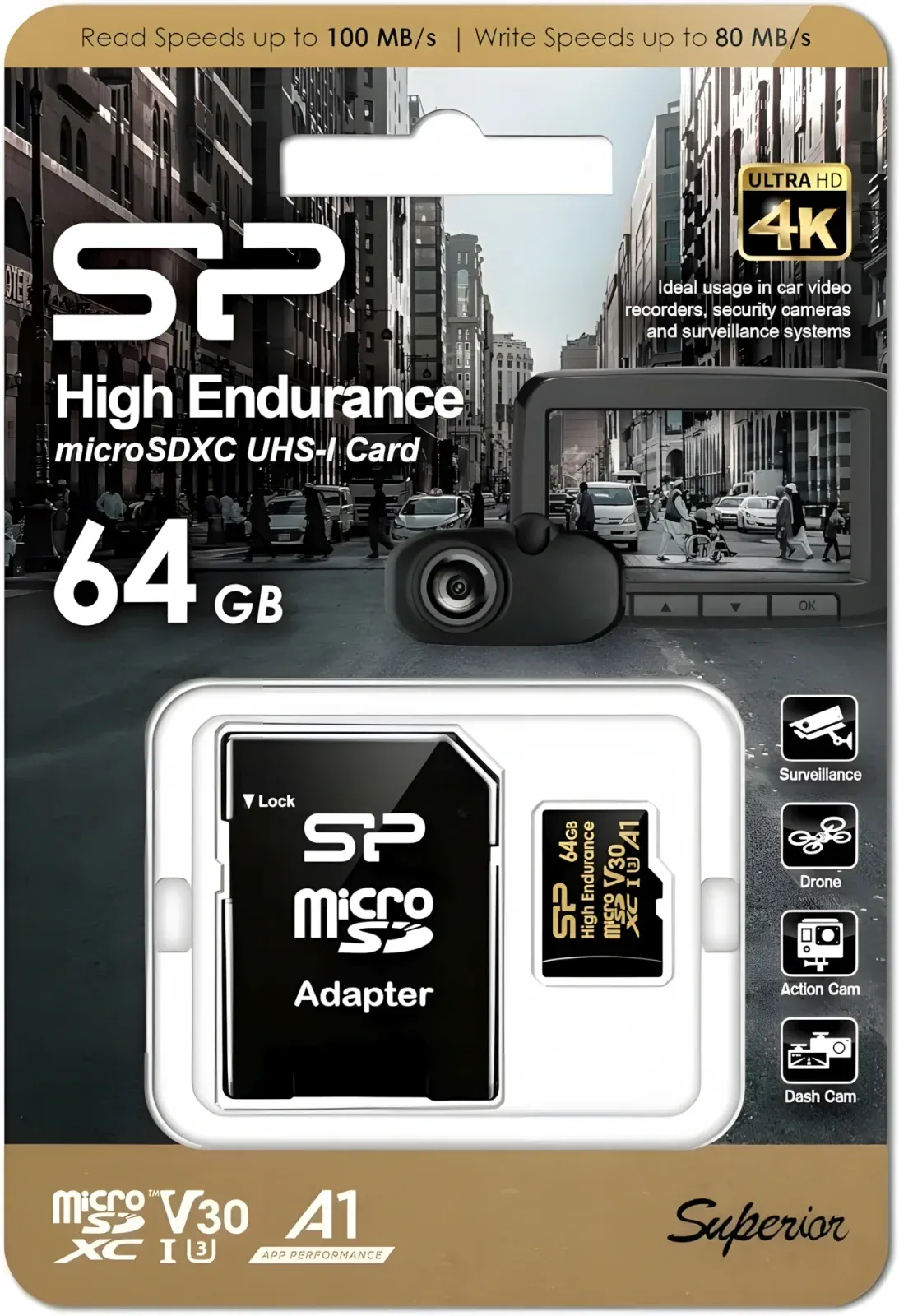 Флеш карта microSDXC 64GB Silicon Power SP064GBSTXDV3V1HSP High Endurance V30 A1 + adapter - фото 3