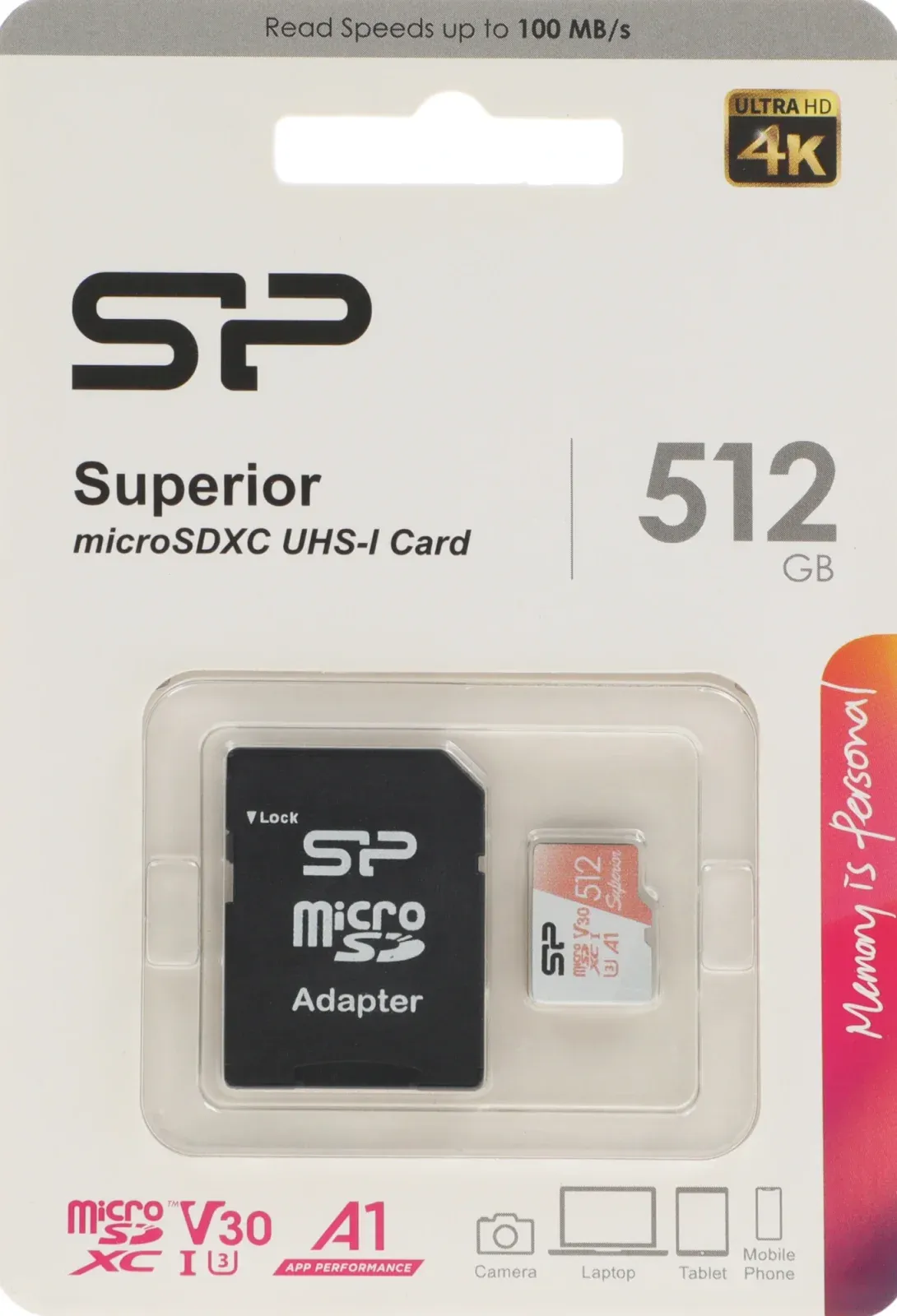 Флеш карта microSDXC 512GB Silicon Power SP512GBSTXDV3V20SP Superior + adapter - фото 3