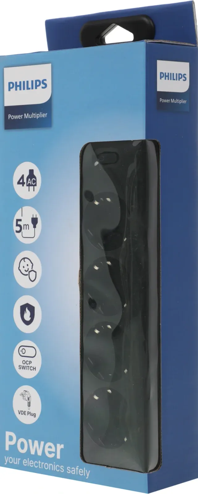 Сетевой фильтр Philips CHP2145BC/51 5м 4 розетки черный коробка - фото 3