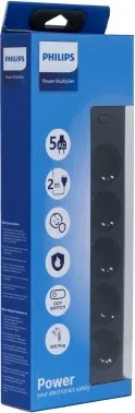 Сетевой фильтр Philips CHP2155BA/51 2м 5 розеток черный коробка - фото 6