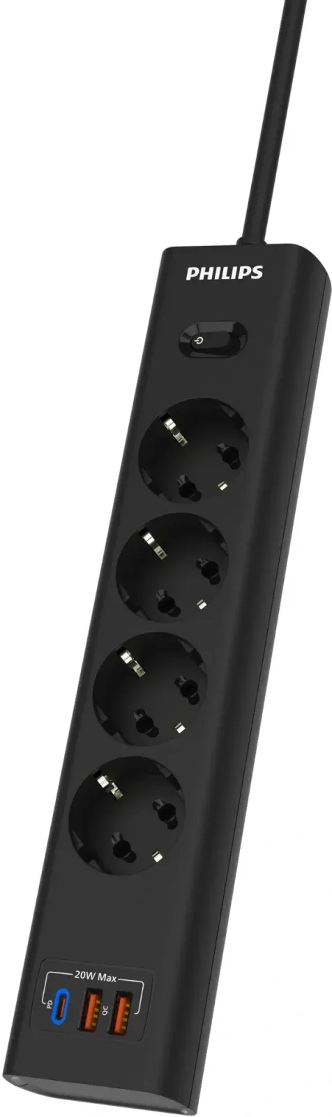 Сетевой фильтр Philips CHP4346BA/51 2м 4 розетки черный коробка - фото 5