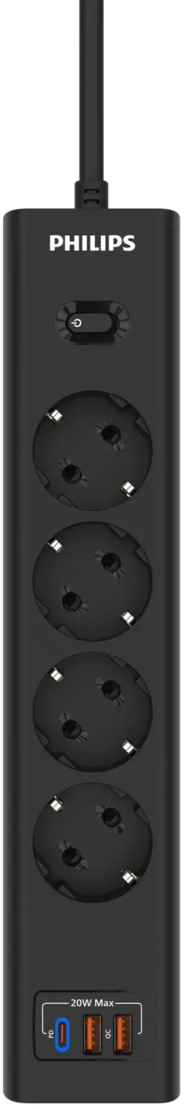 Сетевой фильтр Philips CHP4346BA/51 2м 4 розетки черный коробка - фото 6