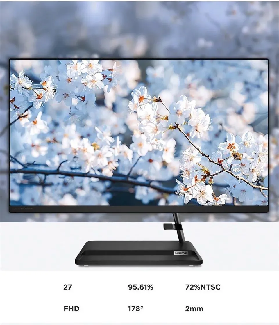 Моноблок Lenovo XiaoXin 27 Full HD i5 12450H 2 16Gb SSD512Gb UHDG Windows 11 Pro GbitEth WiFi BT 90W клавиатура мышь Cam черный 1920x1080 - фото 3
