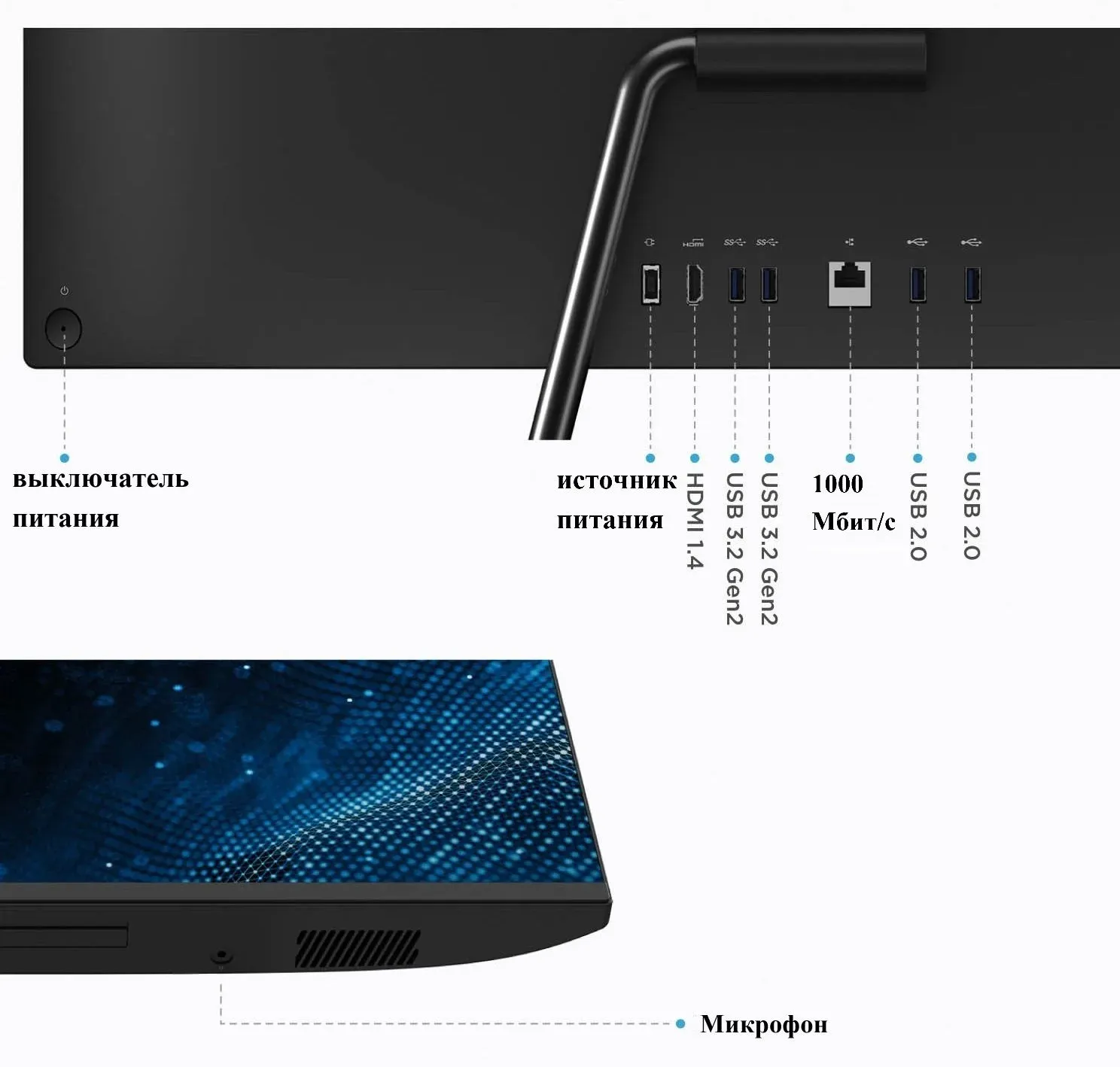 Моноблок Lenovo XiaoXin 27 Full HD i5 12450H 2 16Gb SSD512Gb UHDG Windows 11 Pro GbitEth WiFi BT 90W клавиатура мышь Cam черный 1920x1080 - фото 5