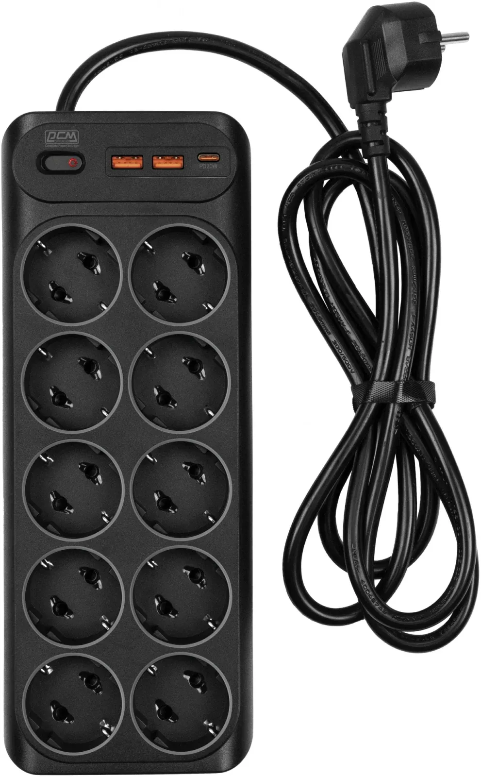 Сетевой фильтр Powercom SP-10 USB2A1СB 1.8м 1.8м 10 розеток черный коробка