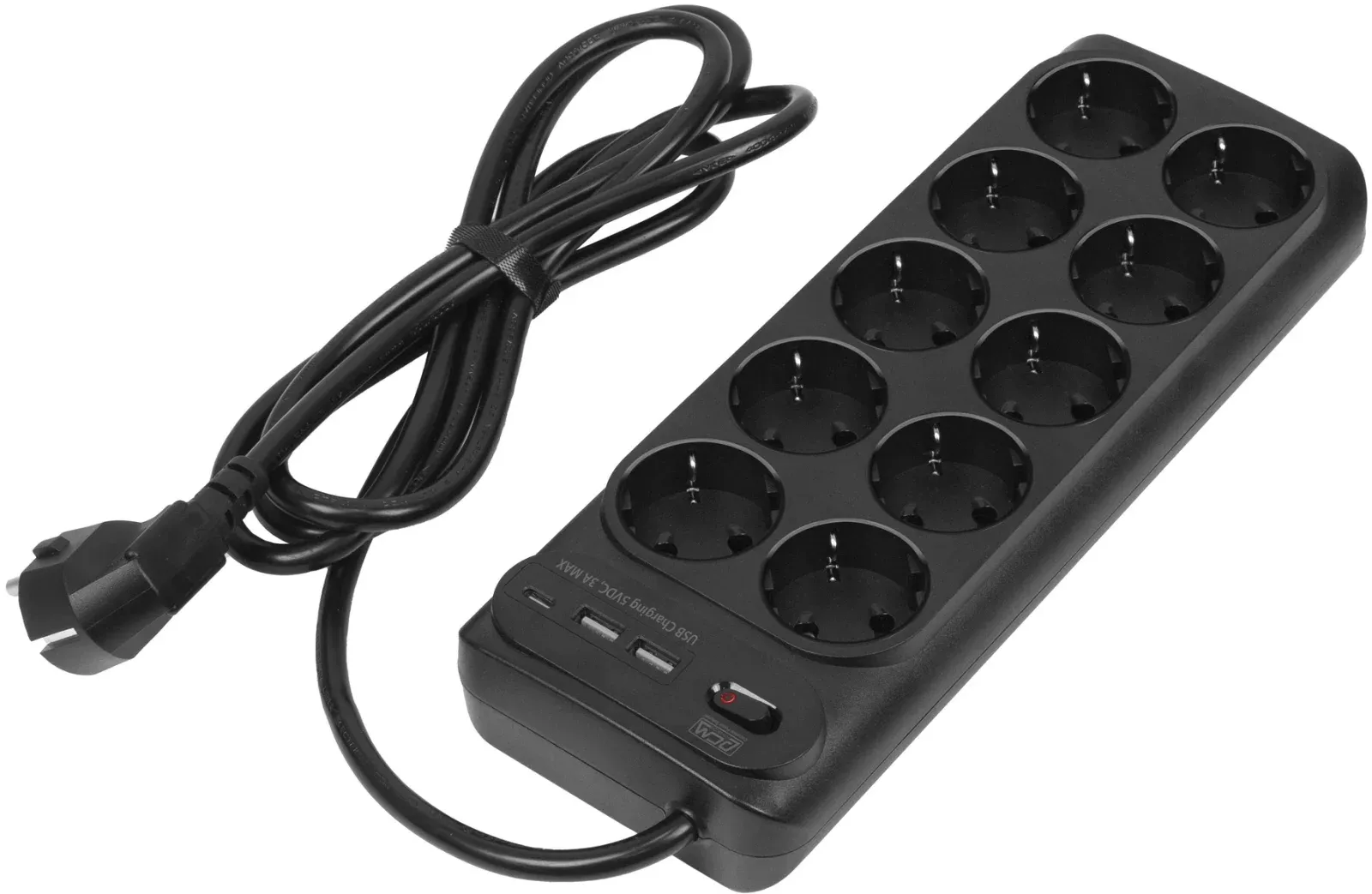 Сетевой фильтр Powercom SP-10 USB2A1СB 1.8м 1.8м 10 розеток черный коробка - фото 5