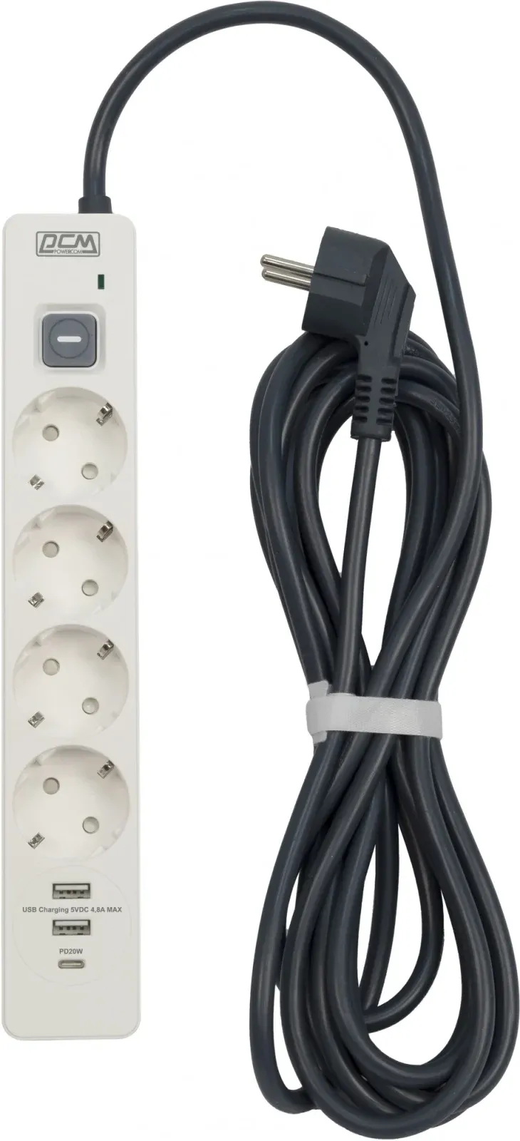 Аксессуары POWERCOM SP-01 USB2A1CW 3,0М белый - фото 1