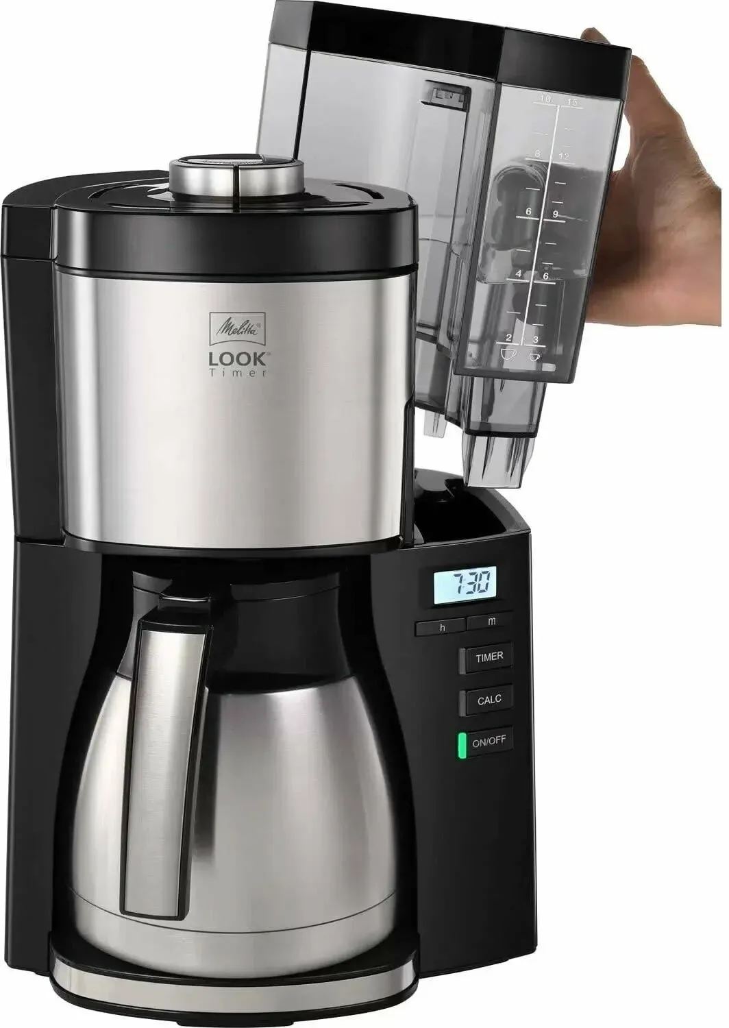 Кофеварка капельная Melitta Look V Therm Timer Black Filter 1000Вт черный/нержавеющая сталь - фото 2