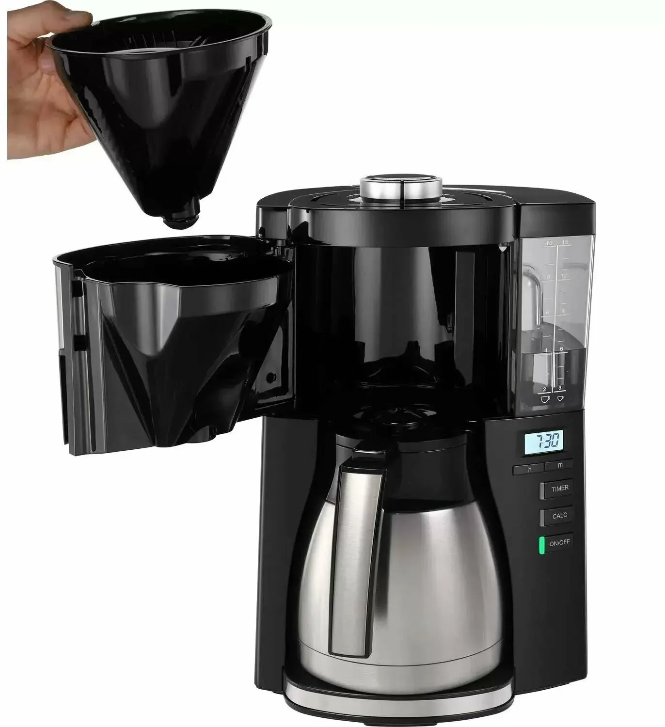 Кофеварка капельная Melitta Look V Therm Timer Black Filter 1000Вт черный/нержавеющая сталь - фото 3