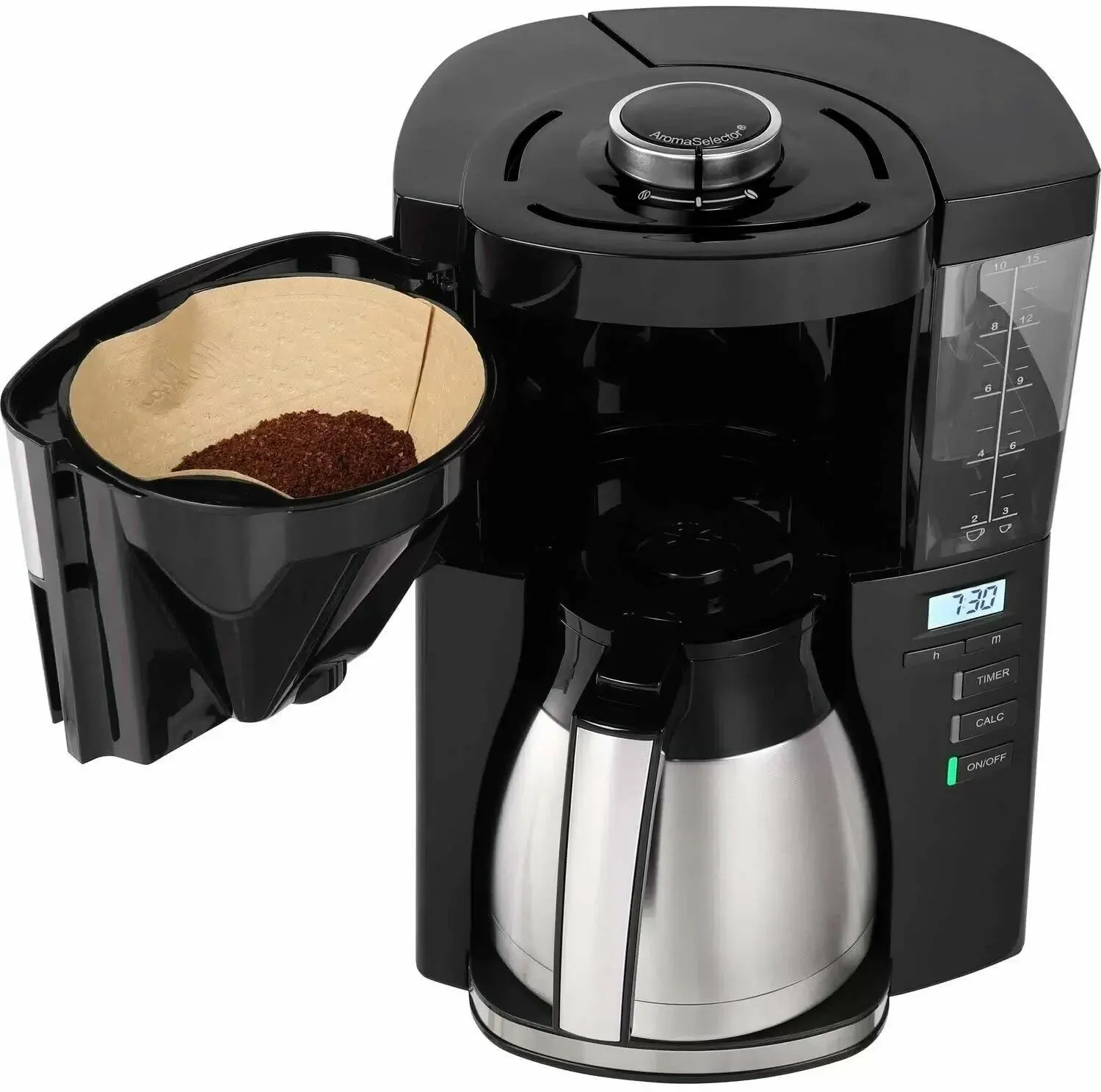 Кофеварка капельная Melitta Look V Therm Timer Black Filter 1000Вт черный/нержавеющая сталь - фото 4