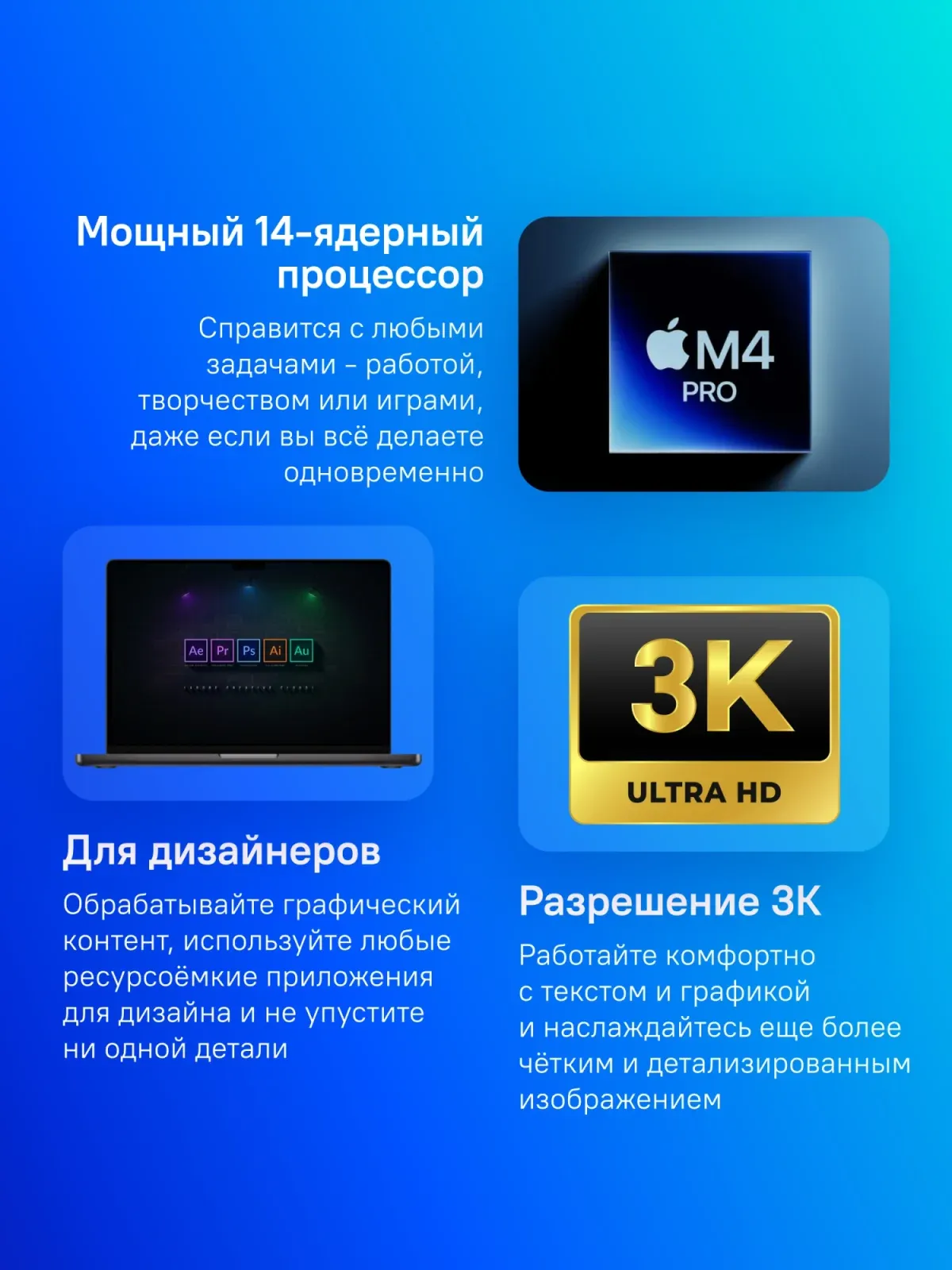 Ноутбук Apple MacBook Pro A3403 M4 Pro 14 core 24Gb SSD512Gb/20 core GPU 16.2 Liquid Retina XDR 3456x2234 macOS black WiFi BT Cam MX2X3HN/A - фото 8
