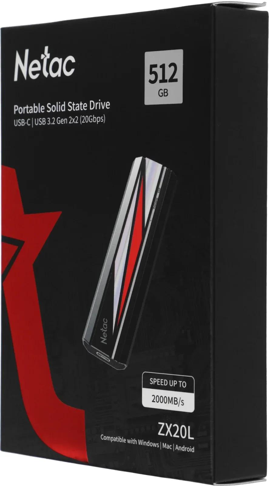 USB NETAC NT01ZX20L-512G-32BK черный - фото 1