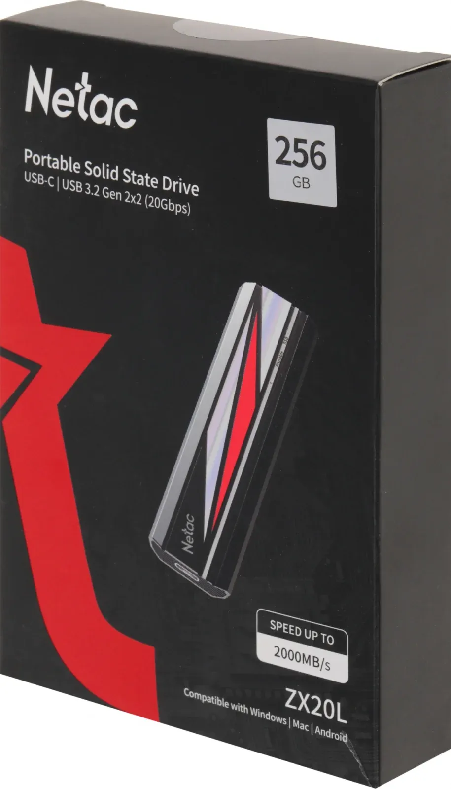Накопитель SSD Netac USB-C 256GB NT01ZX20L-256G-32BK ZX20L черный - фото 6