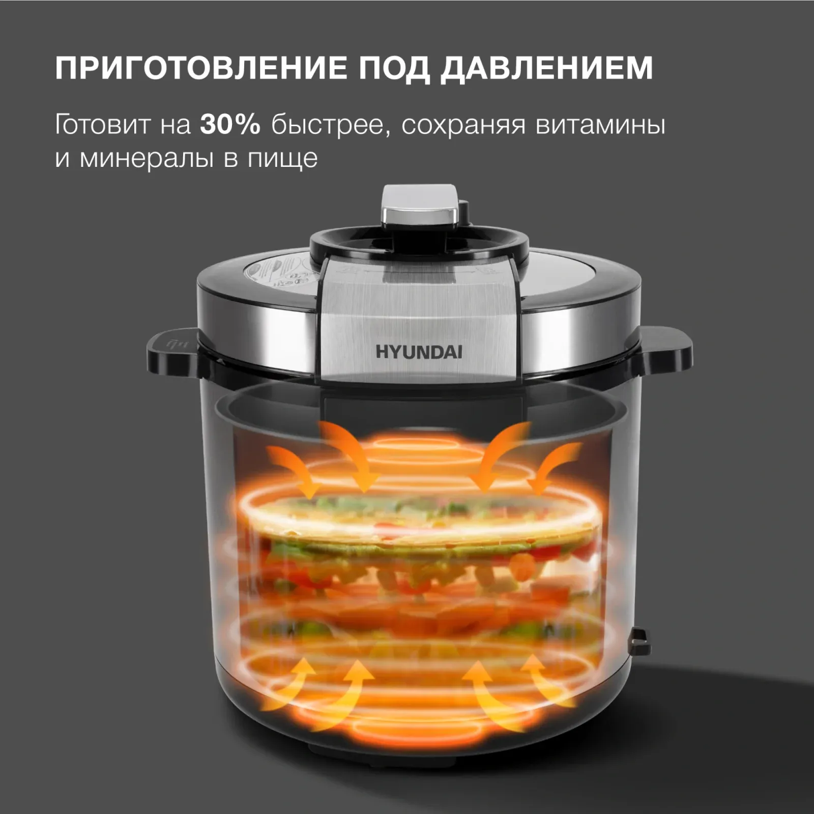 Мультиварка-скороварка Hyundai HYMC-2406 6л 1000Вт серебристый/черный - фото 7