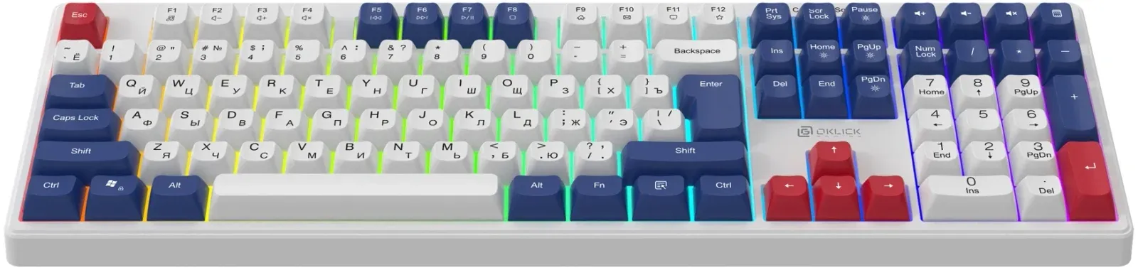 Клавиатуры OKLICK 725G белый/красный - фото 2