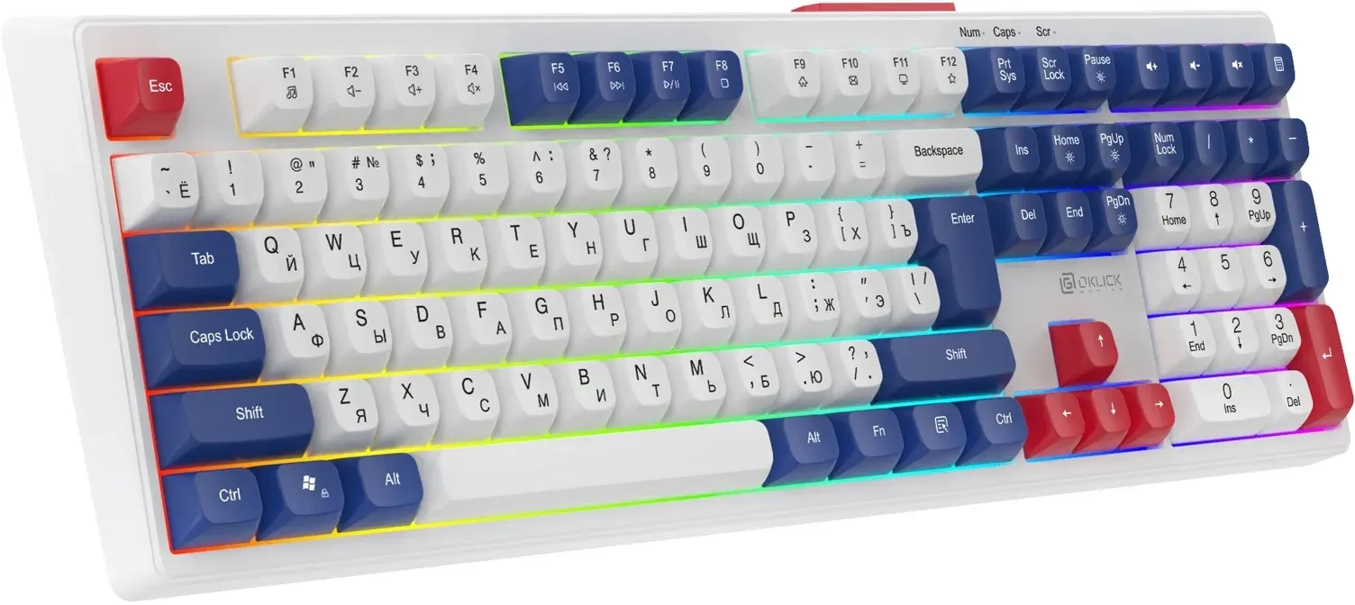 Клавиатуры OKLICK 725G белый/красный - фото 4