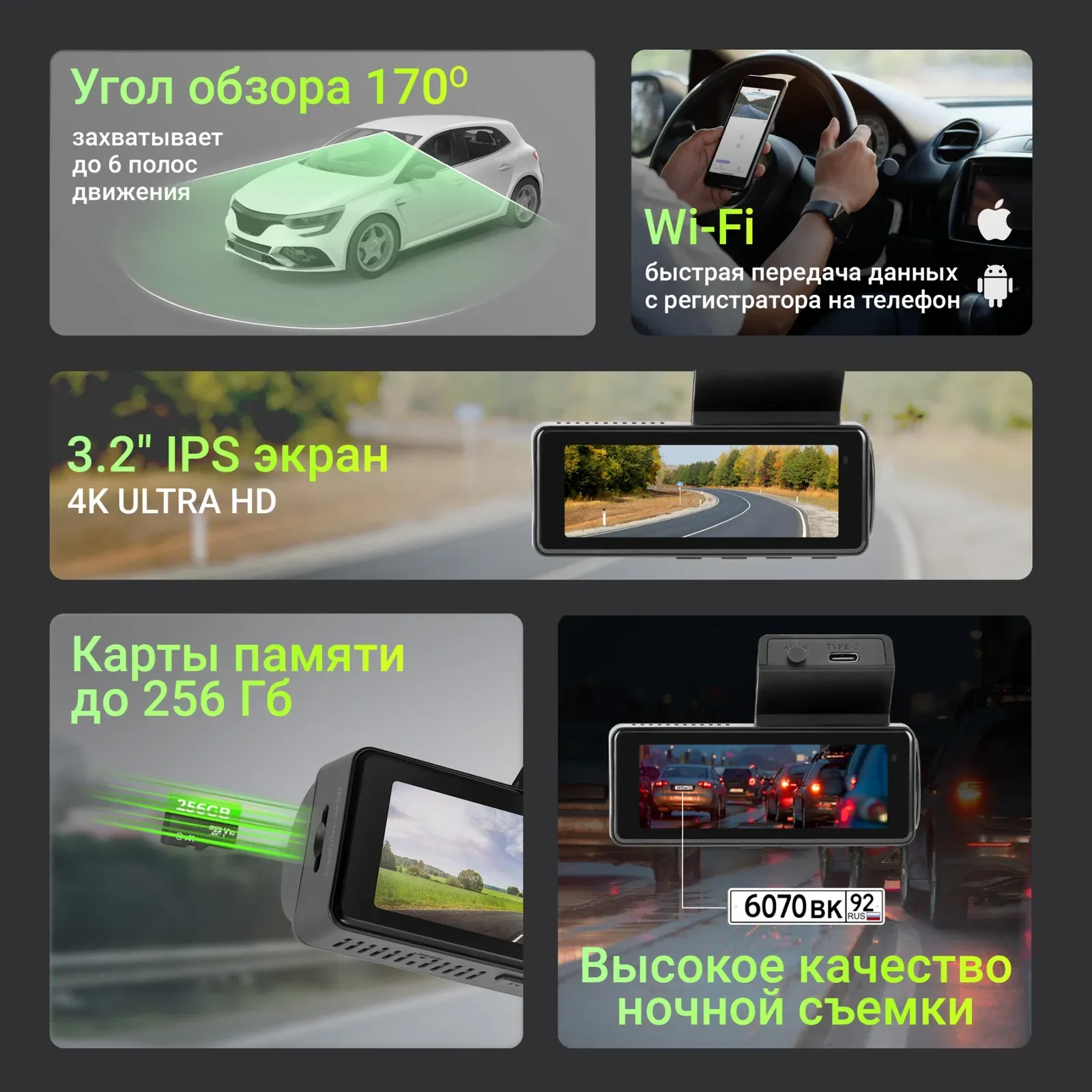 Видеорегистратор Digma FreeDrive 945W черный 4Mpix 2160x3840 170гр. GPS Allwinner - фото 3