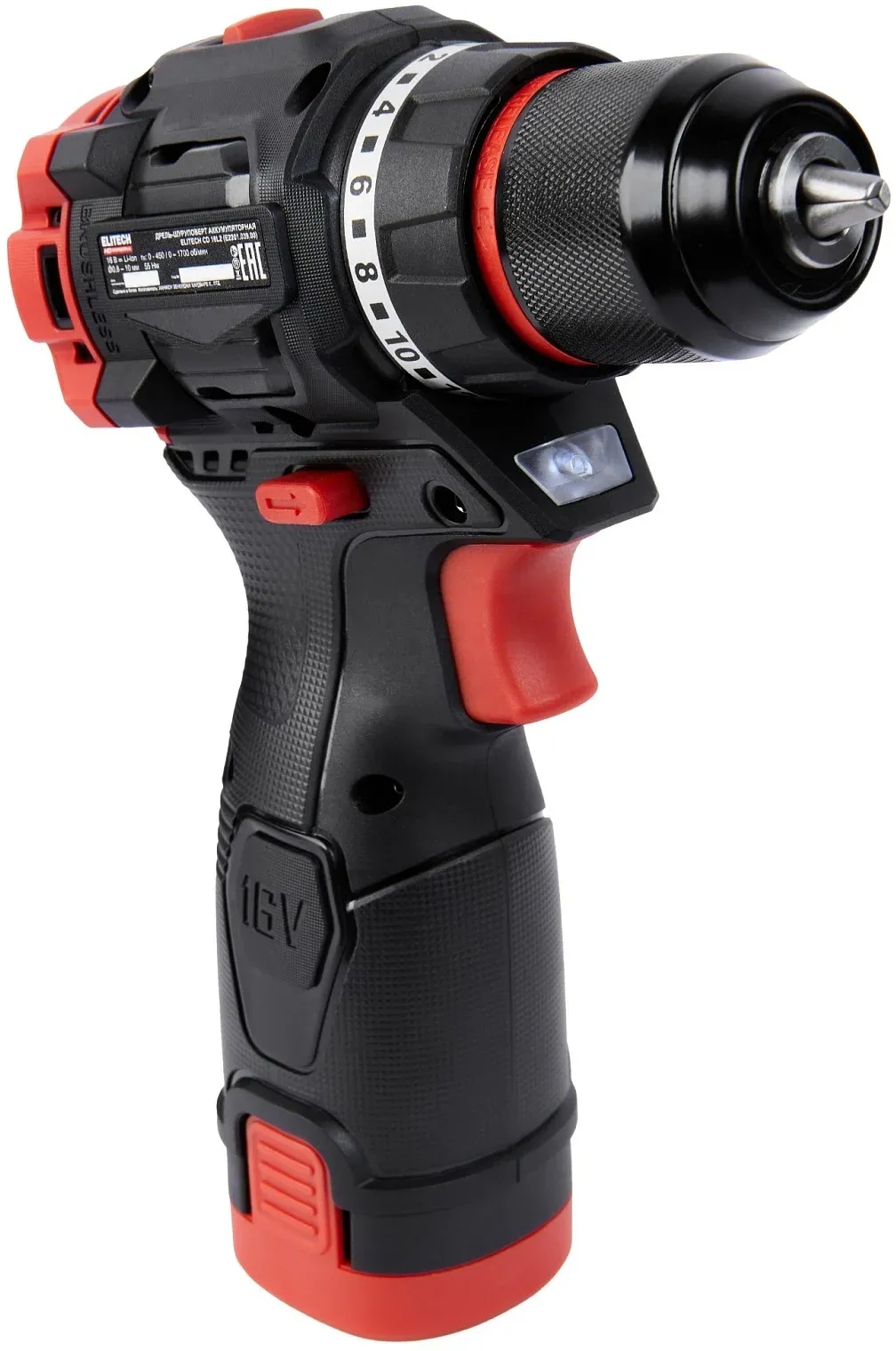 Дрель-шуруповерт Elitech CD 16L2 E2201.039.01 32Вт аккум. патрон:быстрозажимной кейс в комплекте 205715 - фото 4