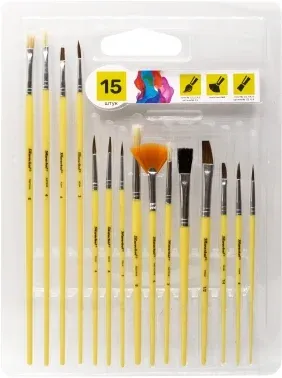 Набор кистей Silwerhof Color наб.15шт пон.кр.№1,2 3,4 5/плос.№1/2 1/4 4/кр.№3,5/плоск.№1/2 4 8/синт.веер.№4 - фото 7