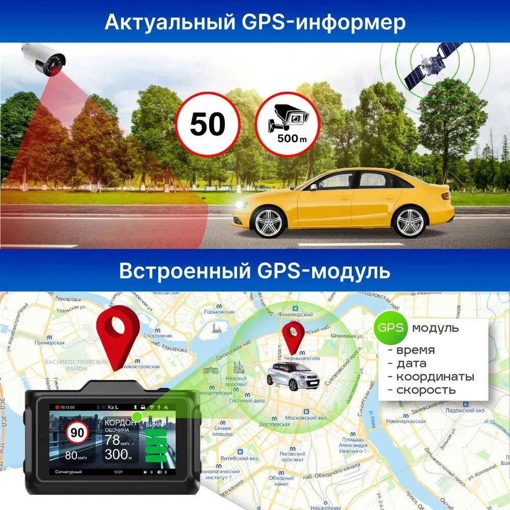 Видеорегистратор с радар-детектором TrendVision Combo F10 1080p 170гр. GPS MSTAR 8336 - фото 8