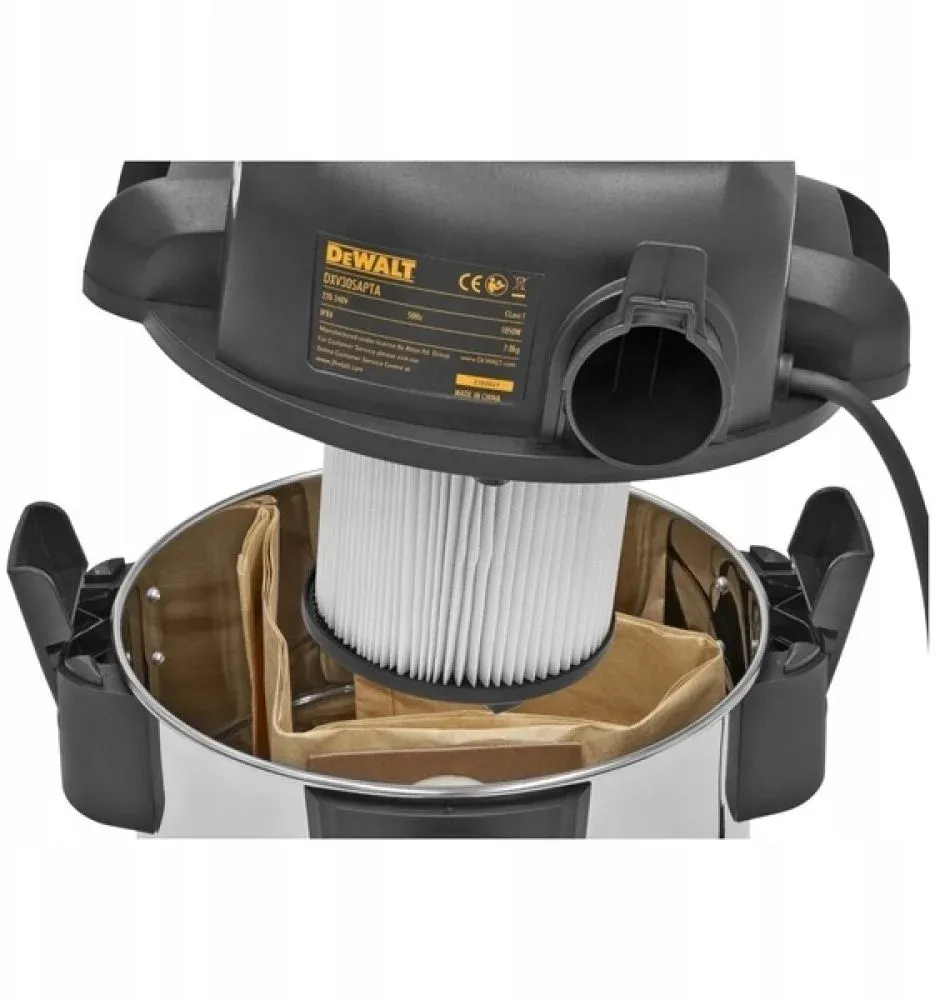 Строительный пылесос DeWalt DXV30SAPTA-QT 750Вт уборка: сухая/сбор воды/выдув серебристый - фото 4