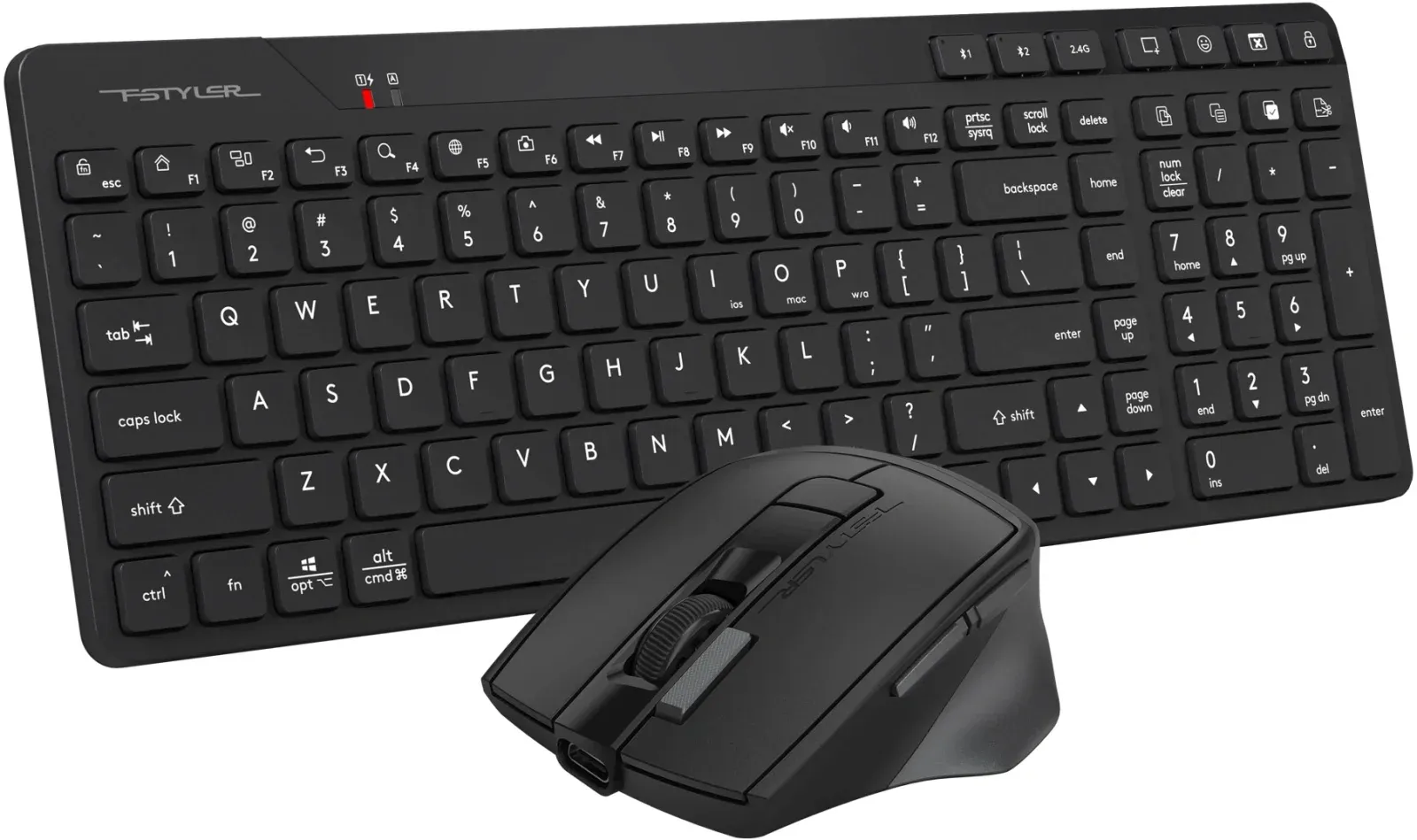 Клавиатура + мышь A4Tech Fstyler FB2800C Air2 клав:черный/серый мышь:черный/серый USB беспроводная Bluetooth/Радио slim - фото 2