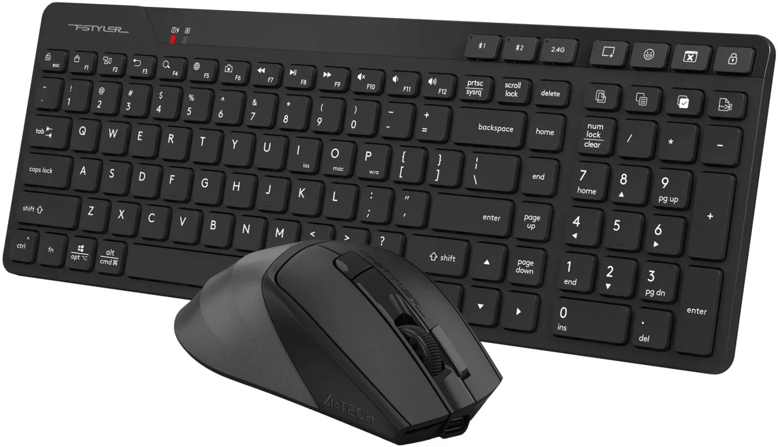 Клавиатура + мышь A4Tech Fstyler FB2800C Air2 клав:черный/серый мышь:черный/серый USB беспроводная Bluetooth/Радио slim - фото 3