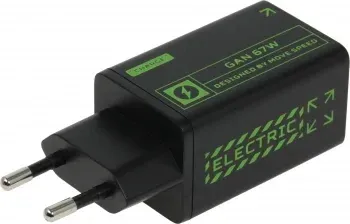 Сетевое зар./устр. Movespeed Pro AC67 67W 3A PD+QC+AFC USB/2xUSB Type-C универсальное черный/зеленый - фото 7