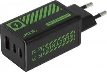 Сетевое зар./устр. Movespeed Pro AC67 67W 3A PD+QC+AFC USB/2xUSB Type-C универсальное черный/зеленый - фото 8