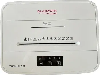 Шредер Gladwork Aura CD20 серый секр.P-4 фрагменты 20лист. 25лтр. скрепки скобы пл.карты CD - фото 3
