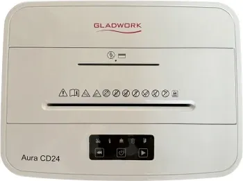 Шредер Gladwork Aura CD24 серый секр.P-4 фрагменты 24лист. 25лтр. скрепки скобы пл.карты CD - фото 3