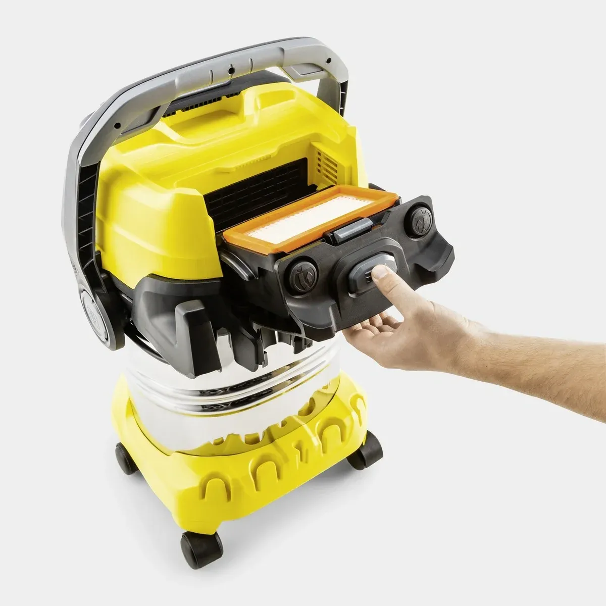 Строительный пылесос Karcher WD 6 P S V-30/8/35/T YSY 1300Вт уборка: сухая/сбор воды/выдув желтый - фото 4