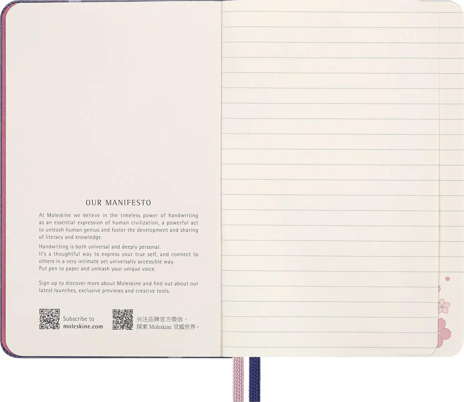Блокнот Moleskine LIMITED EDITION SAKURA LESU08MM710 Pocket 90x140мм обложка текстиль 160стр. линейка синий 2025 - фото 3