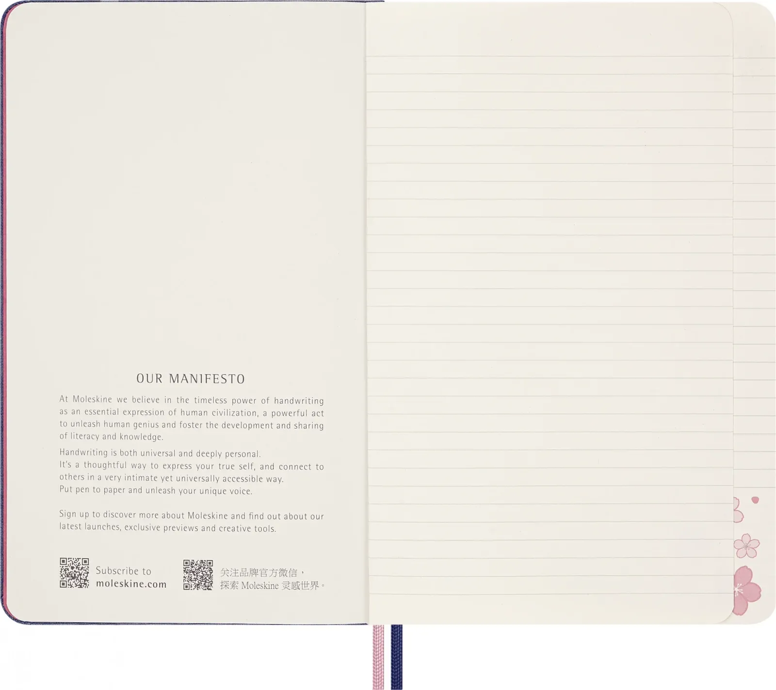 Блокнот Moleskine LIMITED EDITION SAKURA LESU08QP060 Large 130х210мм обложка текстиль 176стр. линейка синий 2025 - фото 3