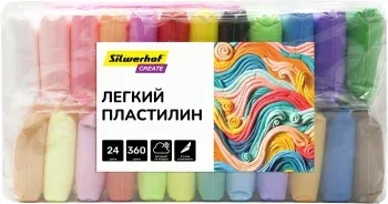 Пластилин легкий Silwerhof Create LC24OP-360st 24цв. 15гр. стек 3шт пакет - фото 6