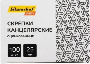 Скрепки Silwerhof Daily металл оцинкованные 25мм упак.:100шт картонная коробка - фото 3