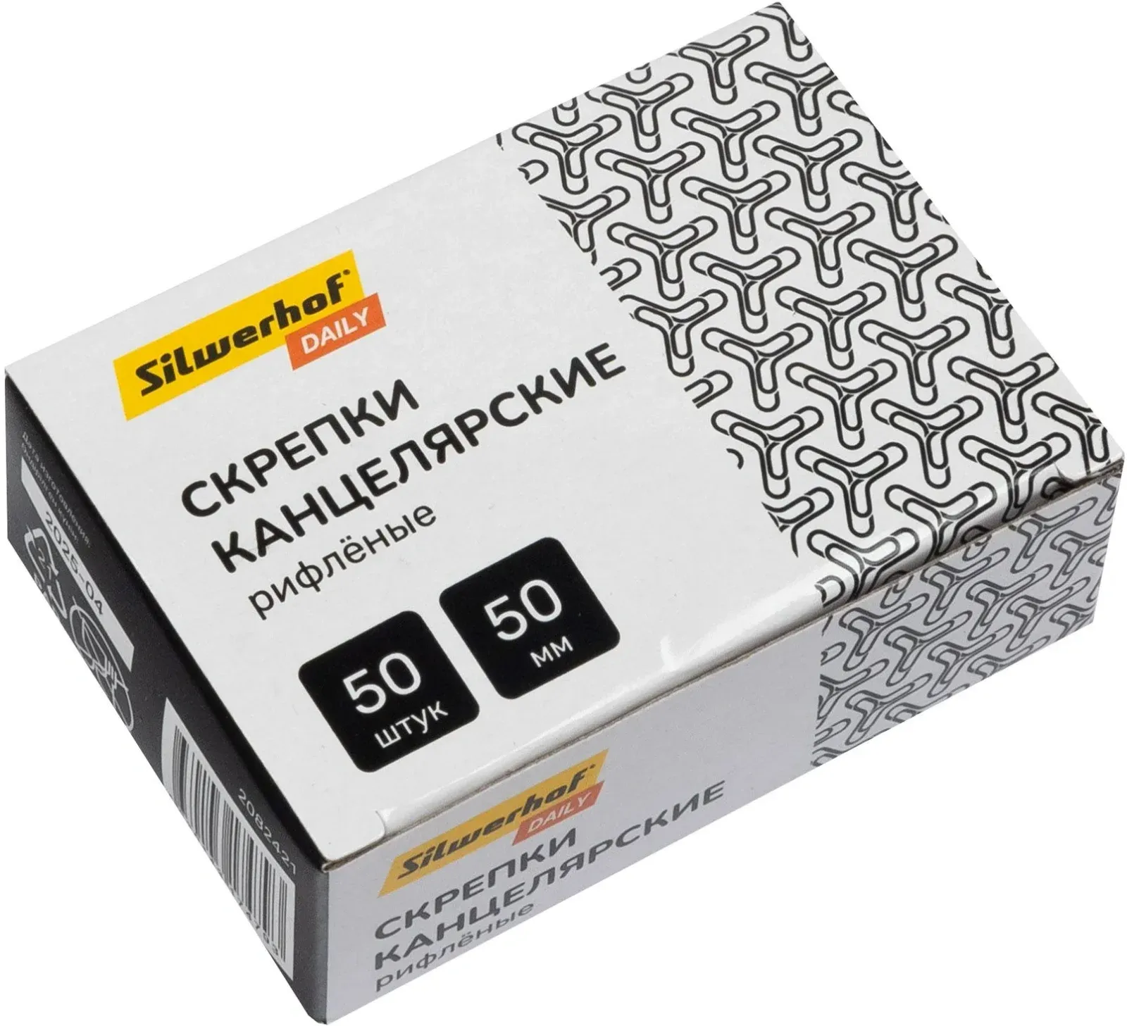 Скрепки Silwerhof DAILY металл оцинкованные рифленый 50мм упак.:50шт картонная коробка - фото 2