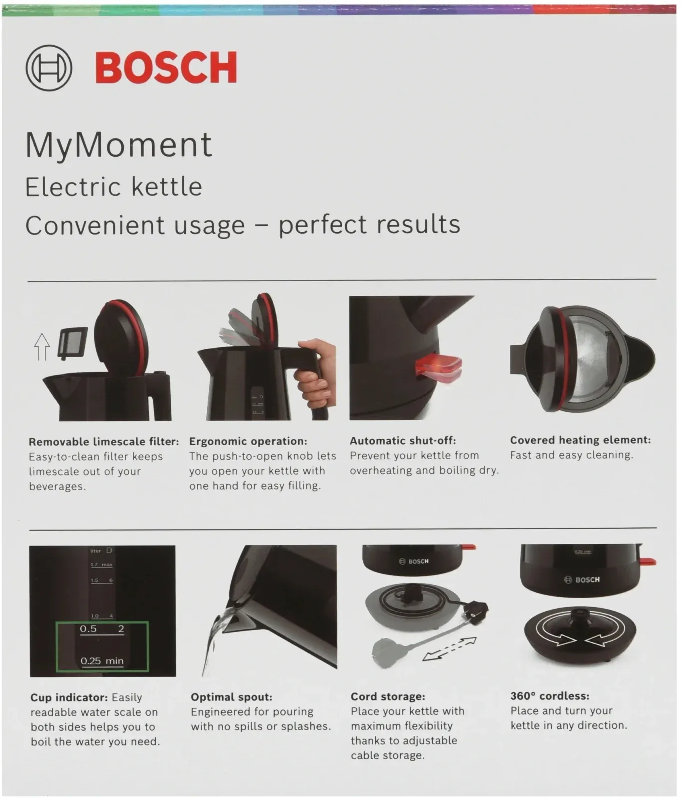 Чайник электрический Bosch TWK1M123 1.7л. 2400Вт черный корпус: пластик - фото 7